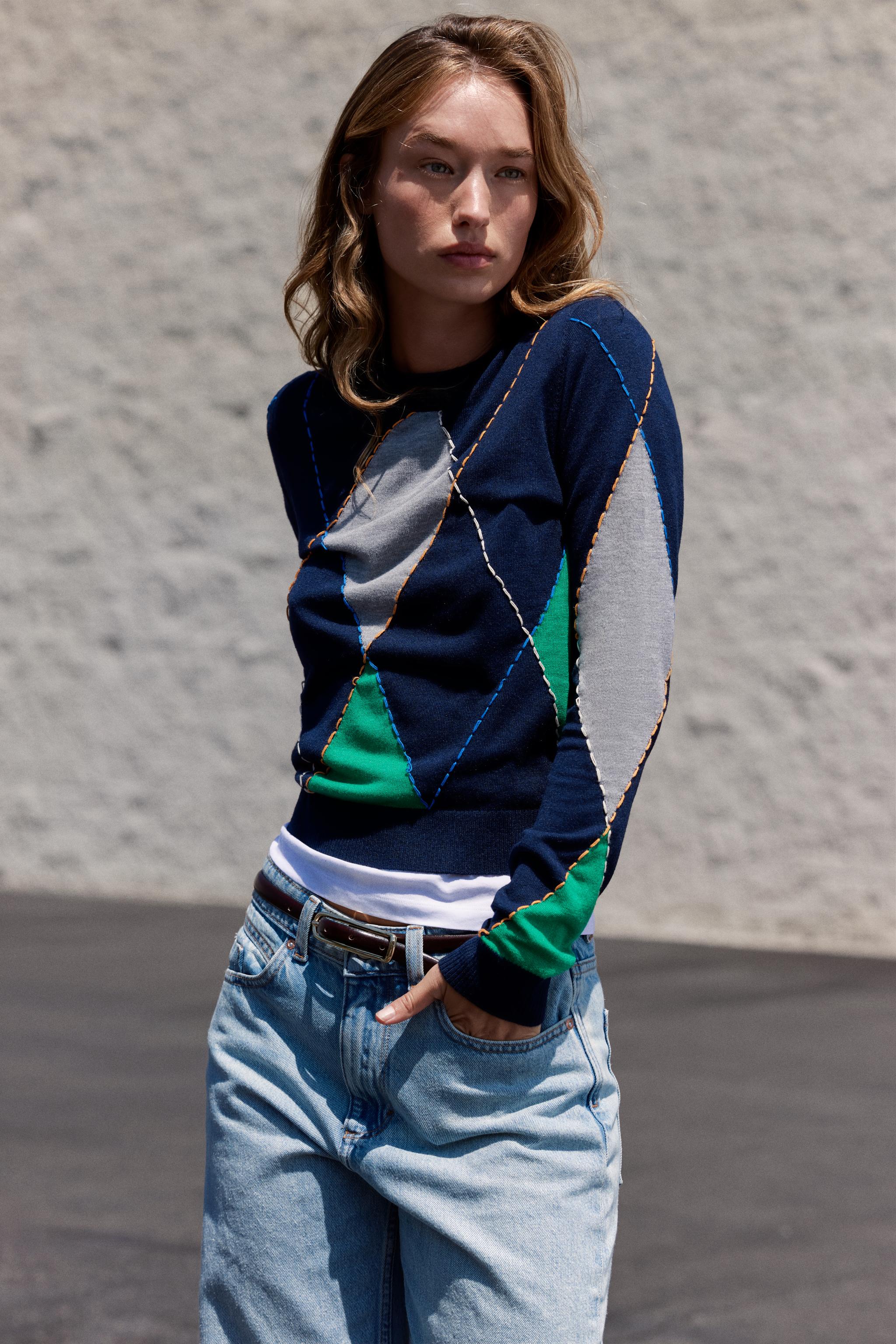 DIAMOND-KNIT JUMPER